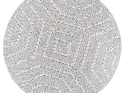 Vanuatu Suri Ash Geometric Round Flatweave Rug