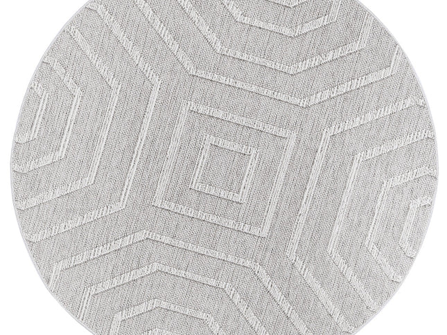 Vanuatu Suri Ash Geometric Round Flatweave Rug