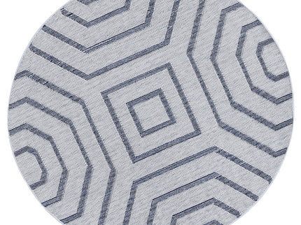 Vanuatu Hale Charcoal Geometric Round Flatweave Rug