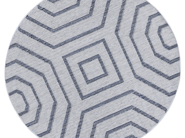 Vanuatu Hale Charcoal Geometric Round Flatweave Rug