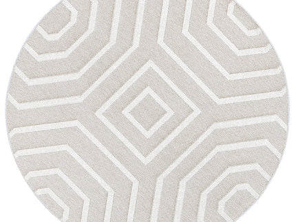 Vanuatu Lui Beige Geometric Round Flatweave Rug