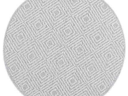 Vanuatu Walasi Ash Geometric Round Flatweave Rug