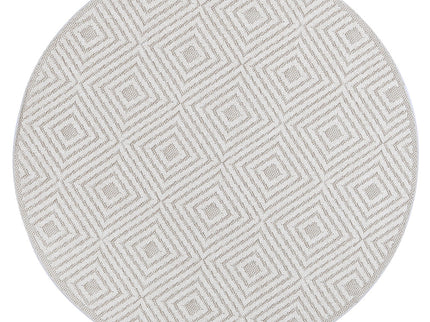 Vanuatu Wickham Beige Geometric Round Flatweave Rug