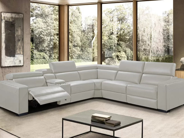 Valencia Corner Er Lounge - Light Grey (Leather)