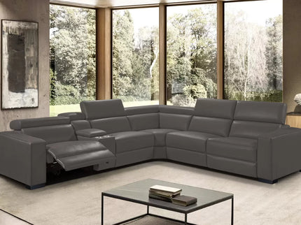 Valencia Corner Er Lounge - Charcoal (Leather)