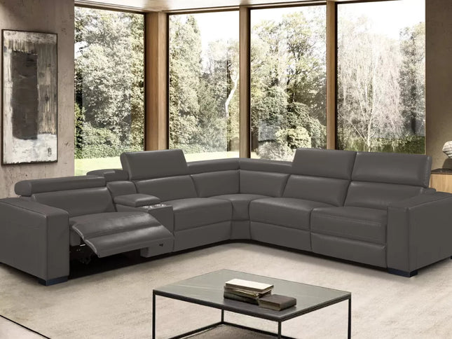 Valencia Corner Er Lounge - Charcoal (Leather)