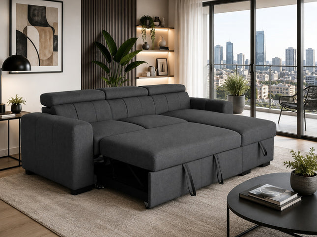 Apartment Reversible Chaise Sofa Bed - Dark Grey