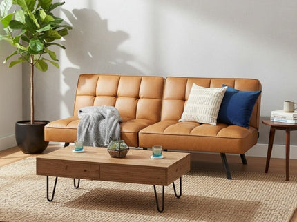 Ashley 3 Seater Futon Sofa Bed - Tan