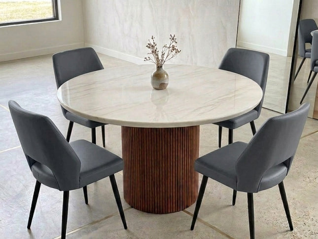 Aspen 5pce Round Dining Table W/ Grey Bailey Chair