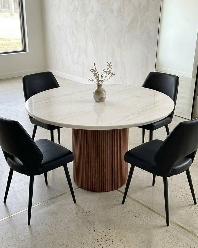 Aspen 5pce Round Dining Table W/ Black Bailey Chair