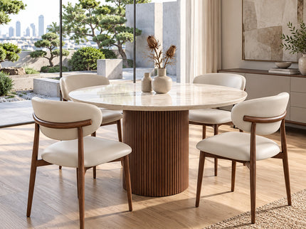 Aspen 5pce Round Dining Table W/ Flynn Dining Chair