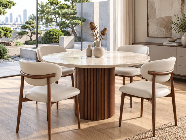 Aspen 5pce Round Dining Table W/ Flynn Dining Chair