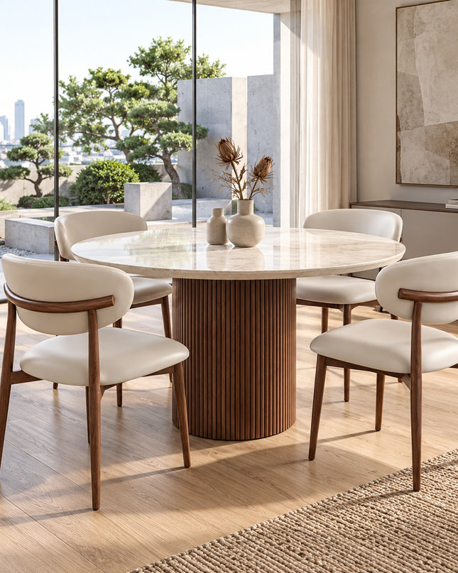 Aspen 5pce Round Dining Table W/ Flynn Dining Chair