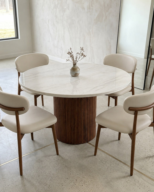 Aspen 5pce Round Dining Table W/ Flynn Dining Chair