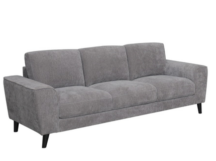 dark grey Bondi 3 fabric sofa set with slim black legs, including a 3-seater  lounge.

