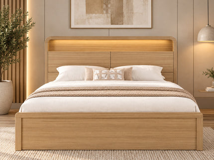 Camden Queen Bed With Gas Lift Storage  - Prime Oak