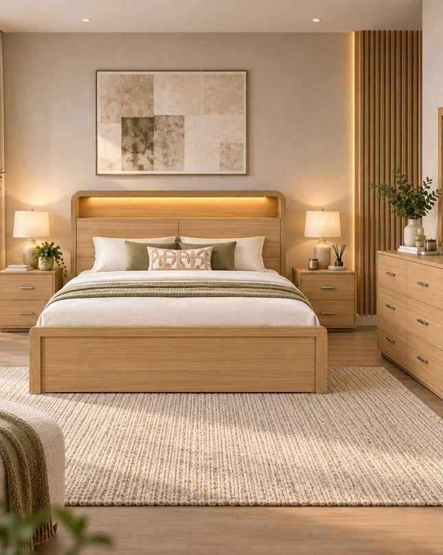 Camden King Bed With Gas Lift Storage  - Prime Oak