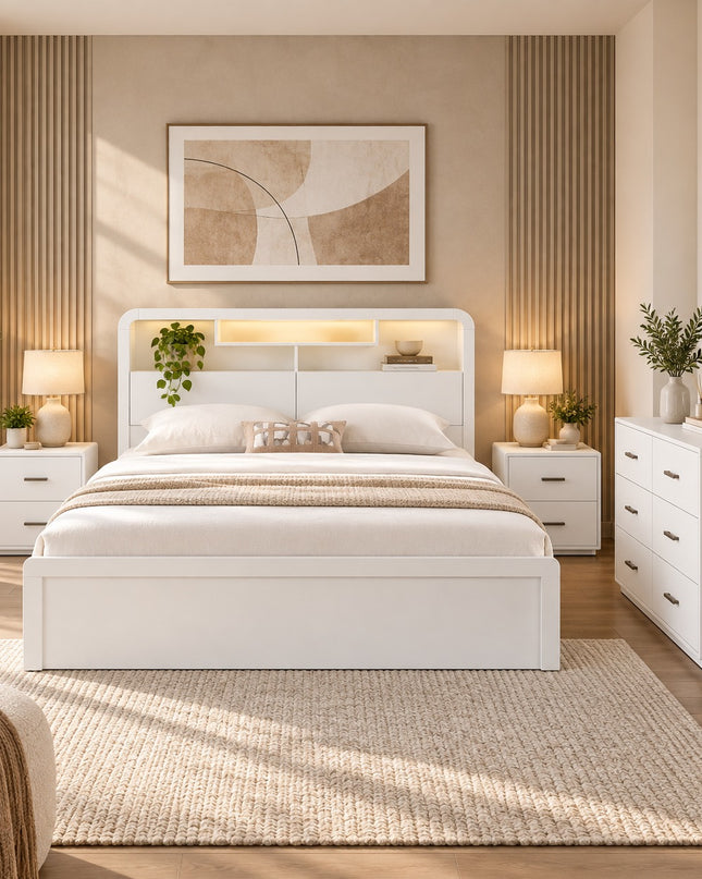 Costa 5Pce King Bedroom Suite - White Asg Grain
