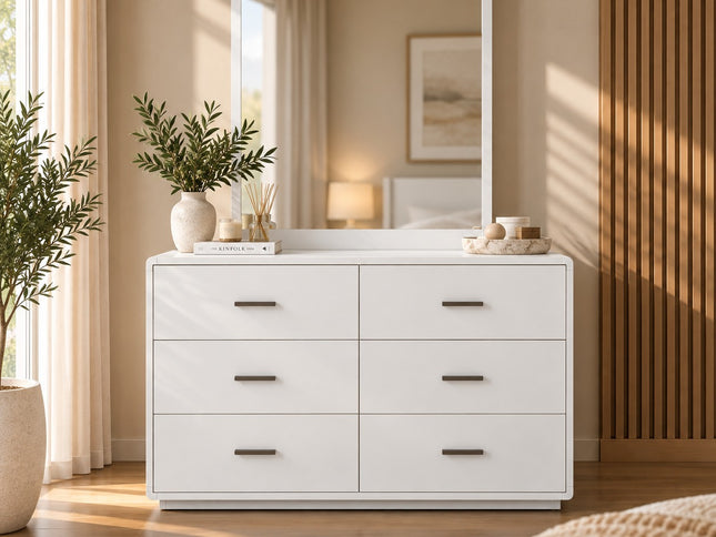 Costa Dresser & Mirror - White Asg Grain