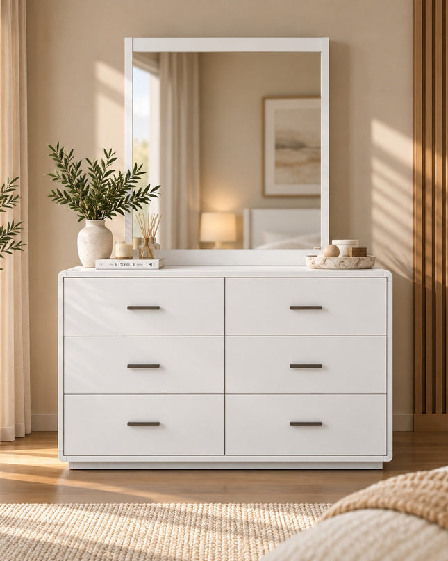 Costa Dresser & Mirror - White Asg Grain