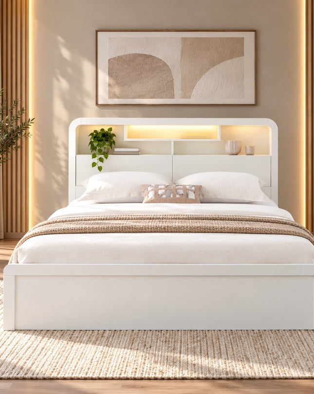 Costa Queen Bed - White Asg Grain