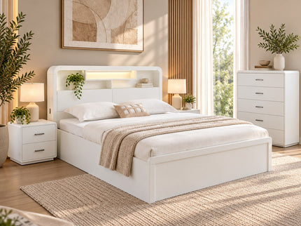 Costa King Bed - White Asg Grain