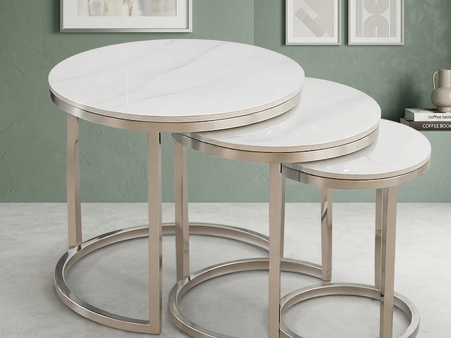 Denise Nest Of Tables (Silver Legs)
