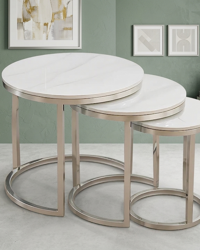 Denise Nest Of Tables (Silver Legs)