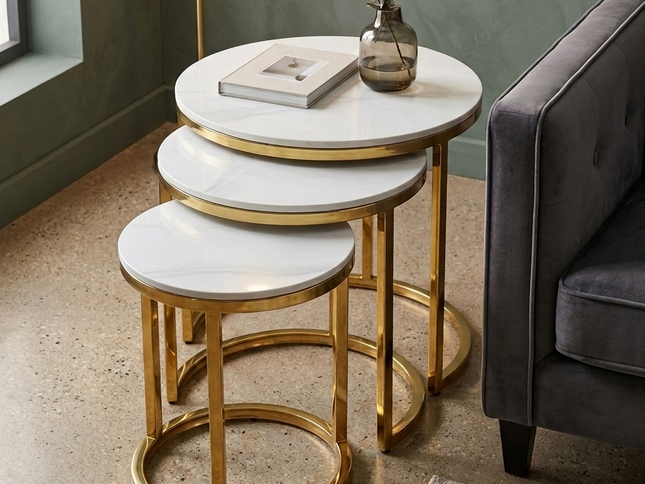 Denise Nest Of Tables (Gold Legs)