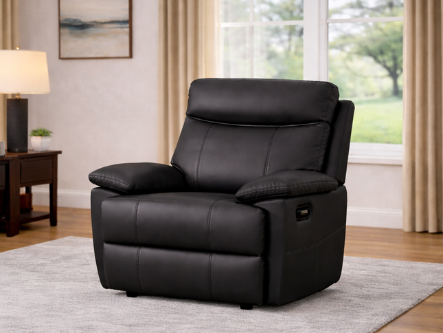 DUSTY 3+2+1 Manual Recliner - Black (Leather)