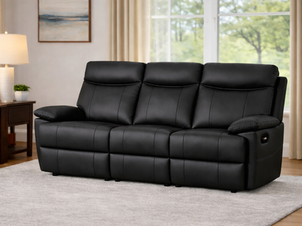 Dusty 3 Seater Manual Recliner - Black (Leather)
