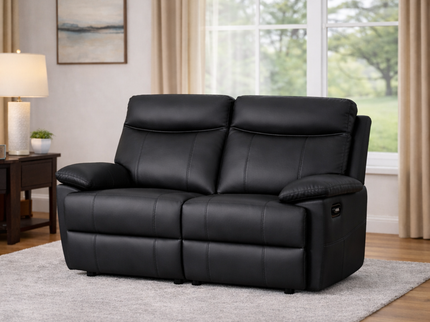 Dusty 2 Seater Manual Recliner - Black (Leather)