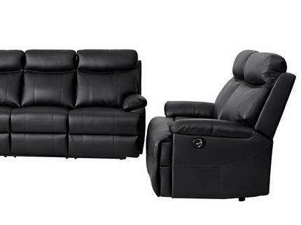 Dusty 2 Seater Manual Recliner - Black (Leather)