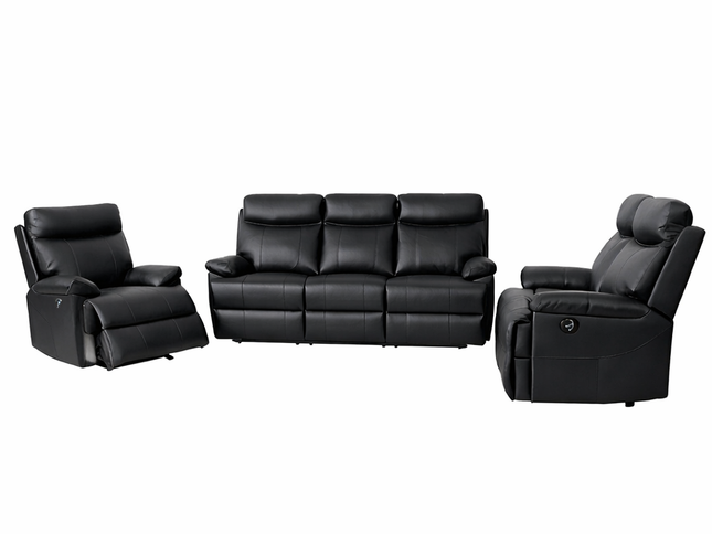 DUSTY 3+2+1 Electric Recliner - Black (Leather)