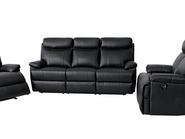 Dusty 3 Seater Electric Recliner - Black (Leather)