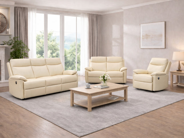 Dusty 3+2+1 Electric Recliner - Beige (Leather)
