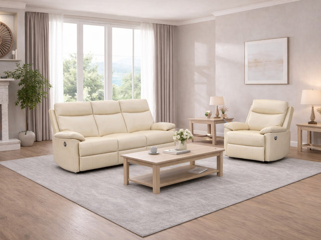 Dusty 3+1+1 Electric Recliner - Beige (Leather)