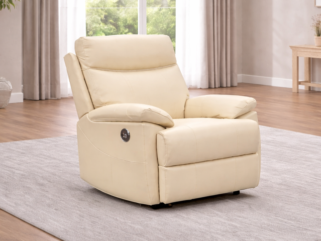 Dusty 1 Seater Electric Recliner - Beige (Leather)