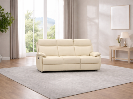 Dusty 3 Seater Electric Recliner - Beige (Leather)