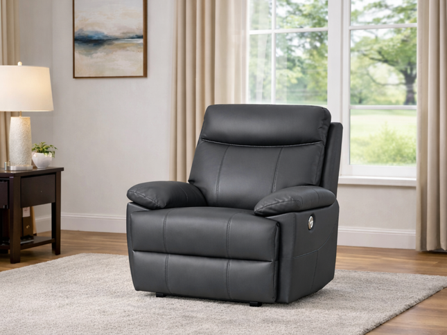 Dusty 1 Seater Electric Recliner - Graphite (Leather)