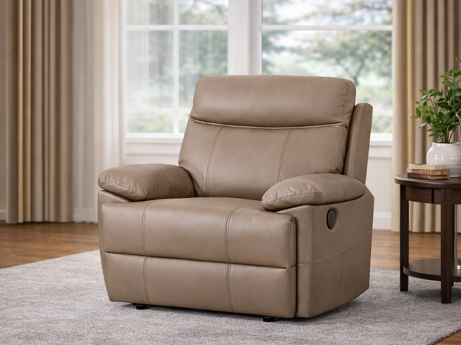 Dusty 1 Seater Manual Recliner - Mocha (Leather)
