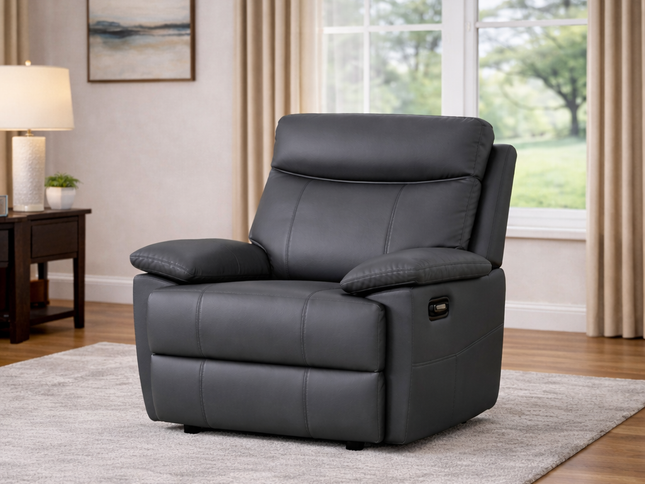 Dusty 1 Seater Manual Recliner - Graphite (Leather)