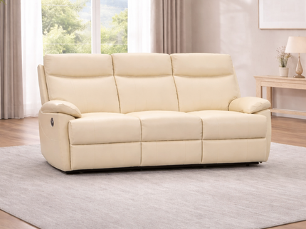 Dusty 3 Seater Electric Recliner - Beige (Leather)