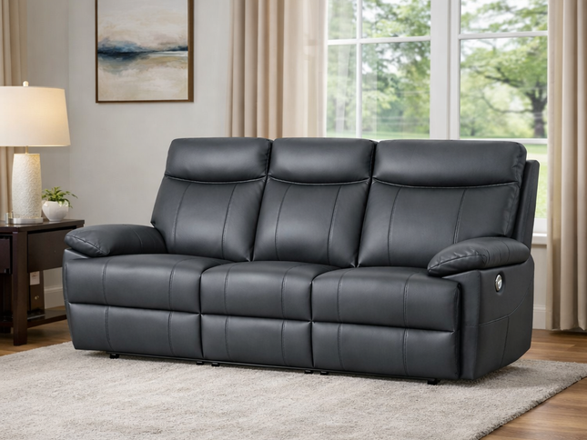 Dusty 3 Seater Electric Recliner - Graphite (Leather)