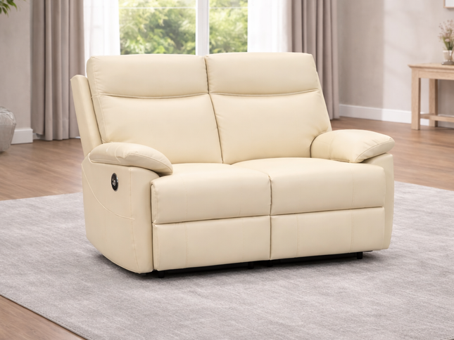 Dusty 2 Seater Electric Recliner - Beige (Leather)