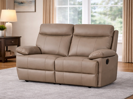 Dusty 2 Seater Mauual Recliner - Mocha (Leather)