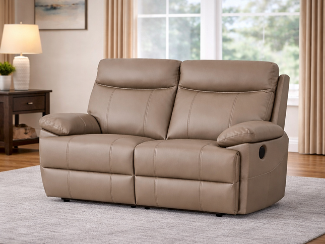 Dusty 2 Seater Mauual Recliner - Mocha (Leather)
