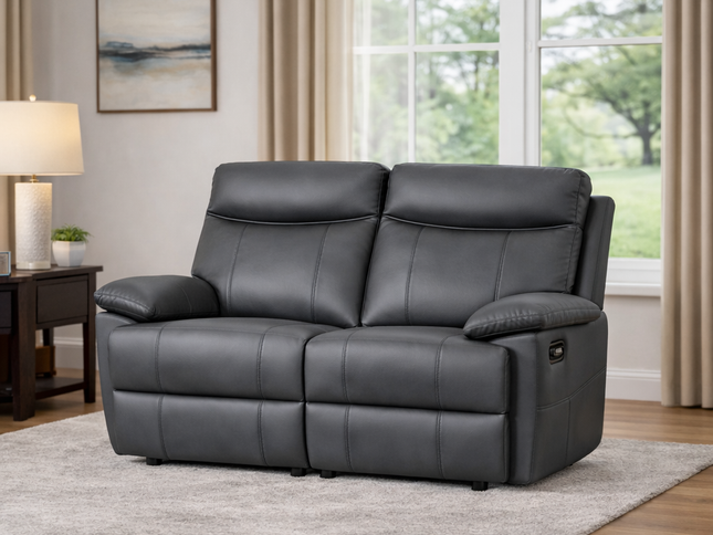 Dusty 2 Seater Manual Recliner - Graphite (Leather)