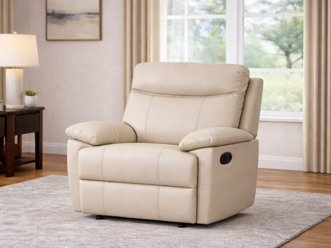 Dusty 1 Seater Manual Recliner - Beige (Leather)