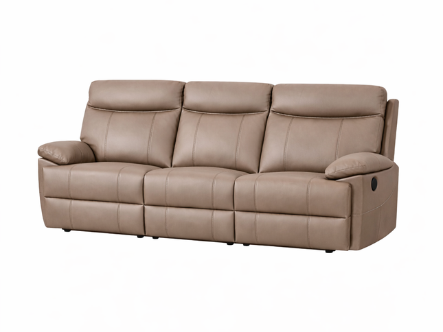 Dusty 3 Seater Manual Recliner - Mocha (Leather)